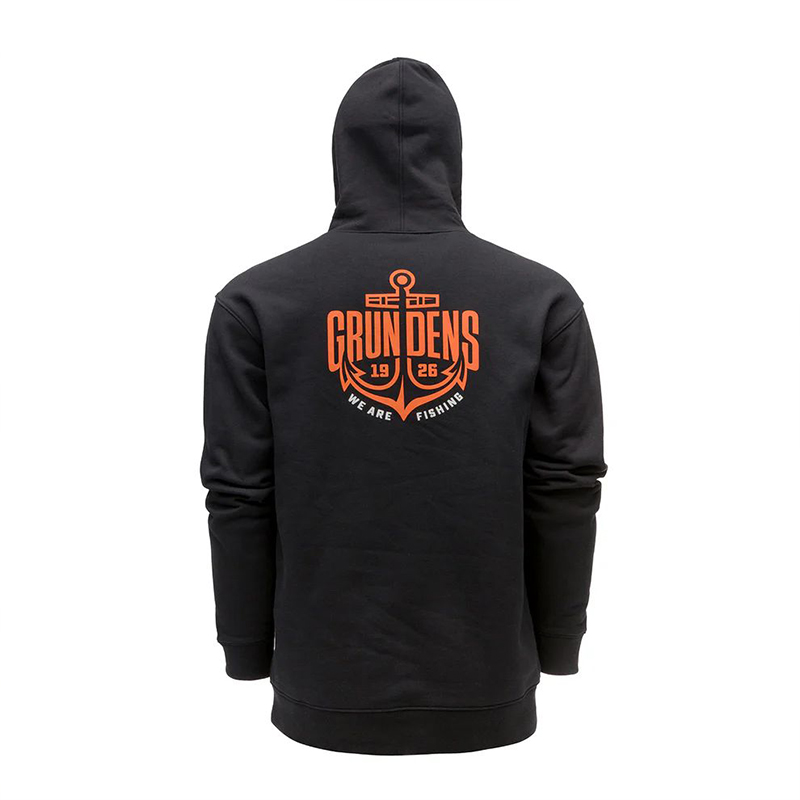 Grundens Displacement DWR Hoodie Logo Anchor Black Grundens Displacement DWR Hoodie Logo Anchor Black
